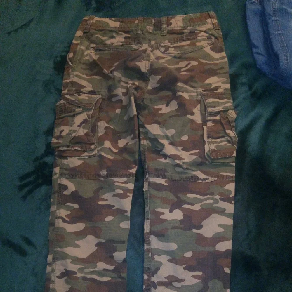 Gap Kids Green Camo Cargo Pants & Blue Denim Jogger Jeans Sz 10 - 2 Pair